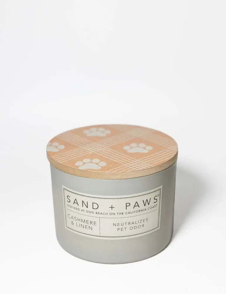Sand + Paws Cashmere & Linen 12 Oz Scented Candle